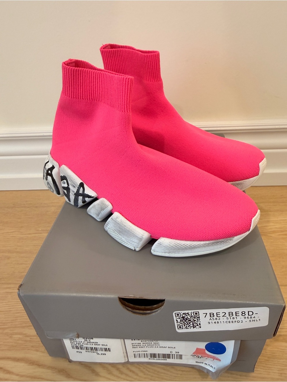 Balenciaga Hot Pink Speed Trainer Sock Sneakers